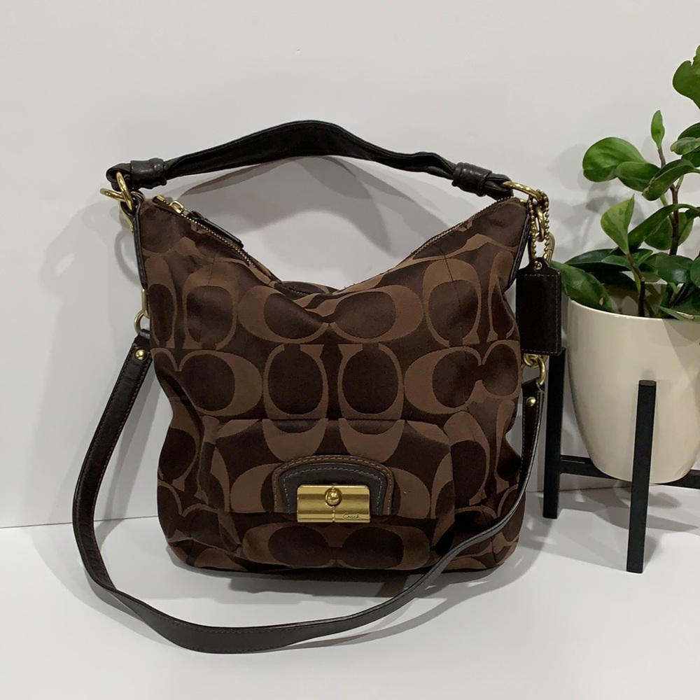 Coach Kristin Signature Sateen Hobo Handbag Brown🐴